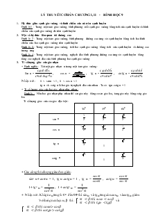 Lý thuyết cơ bản chương I, II - Hình học 9