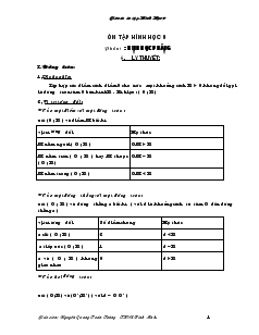 Ôn tập Hình học 9 - Phần 1: Hình học phẳng