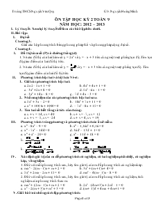 Ôn tập học kỳ 2 Toán 9 năm học: 2012 – 2013 - Trường THCS Nguyễn Văn Quy