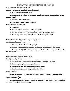 Ôn tập vào lớp 10 Chuyên đề hàm số