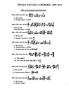Ôn tập vào lớp 10 năm học 2009-2010