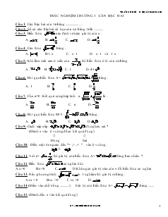 Trắc nghiệm chương I : Căn bậc hai