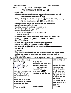 Giáo án Đại số lớp 9 - Tiết 2: Căn thức bậc hai và hằng đẳng thức