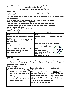 Giáo án Hình học khối 9 - Tiết 22: Liên hệ giữa dây và khoảng cách từ tâm đến dây