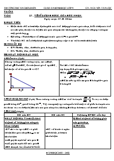 Giáo án Hình học khối 9 - Tiết 5: Tỉ số lượng giác của góc nhọn