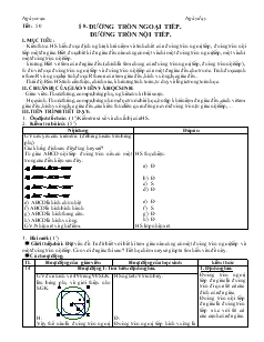 Giáo án Hình học khối 9 - Tiết 50: Đường tròn ngoại tiếp, đường tròn nội tiếp