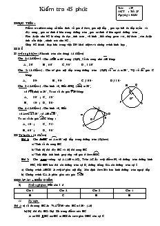 Giáo án Hình học lớp 9 - Kiểm tra 45 phút