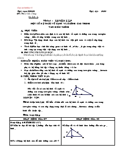 Giáo án Hình học lớp 9 - Tiết 3, 4: Luyện tập một số hệ thức về cạnh và đường cao trong tam giác vuông