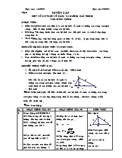 Giáo án Hình học lớp 9 - Tiết 3: Một số hệ thức về cạnh và đường cao trong tam giác vuông