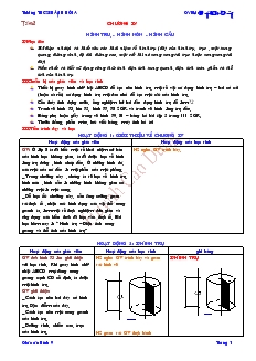 Giáo án Hình học lớp 9 - Tiết 58: Hình tru, hình nón, hình cầu