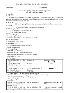 Giáo án Hình học lớp 9 - Tiết 59: Hình trụ, diện tích xung quanh và thể tích hình trụ