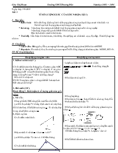 Giáo án Hình học lớp 9 - Trường THCS Dương Đức - Tiết 5: Tỉ số lượng giác của góc nhọn (tiết 1)