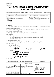 Giáo án Hình học lớp 9 - Trường THCS Khánh Hội A - Tiết 7: Liên hệ giữa phép nhân và phép khai phương