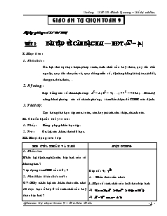 Giáo án tự chọn Toán 9 - Trường THCS Minh Quang