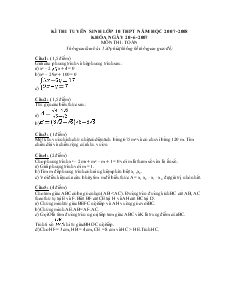 Kì thi tuyển sinh lớp 10 THPT năm học 2007-2008 khóa ngày 20-6-2007 môn thi: Toán