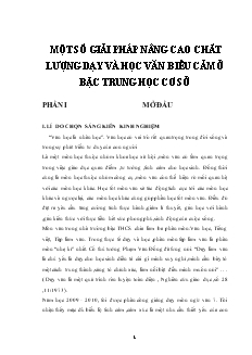 Một số giải pháp nâng cao chất lượng dạy và học văn biểu cảm ở bậc trung học cơ sở