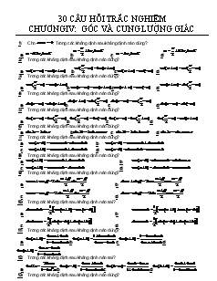 30 câu hỏi trắc nghiệm chương IV: Góc và cung lượng giác