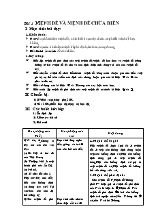 Bài giảng Bài 1: Mệnh đề và mệnh đề chứa biến (tiết 2)