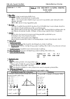 Bài giảng Bài 3: Các hệ thức lượng trong tam giác (tiết 2)