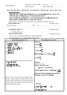 Bài giảng Bài tập phương trình quy về phương trình bậc nhất, bậc hai