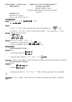Bài giảng Đề 3 Kiểm tra chất lượng học kỳ 1 năm học: 2012-2013 môn thi: toán- lớp 10