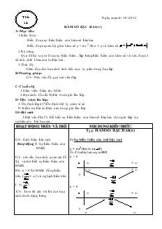 Bài giảng Hàm số bậc hai (tiết 3)