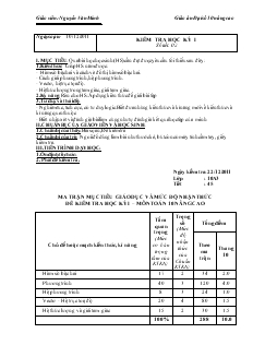 Bài giảng Kiểm tra học kỳ 1 (tiết 1)