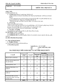 Bài giảng Kiểm tra học kỳ I (tiết 1)