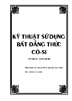 Bài giảng Kỹ thuật sử dụng bất đẳng thức cô-Si (tiếp)