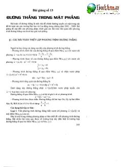 Bài giảng Số 13: Đường thẳng trong mặt phẳng
