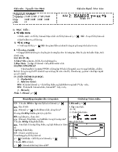 Bài giảng Tiết 11 - Bài 2: Hàm số y = ax + b (tiếp)