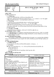 Bài giảng Tiết 18: Bài 2: Hàm số bậc nhất (tiếp)