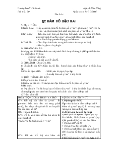 Bài giảng Tiết 20 - Bài 2: Hàm số bậc hai