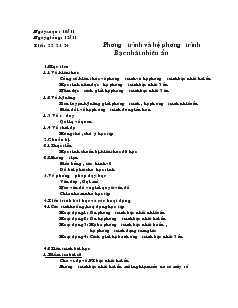 Bài giảng Tiết : 22-23-24 Phương trình và hệ phương trình Bậc nhất nhiều ẩn