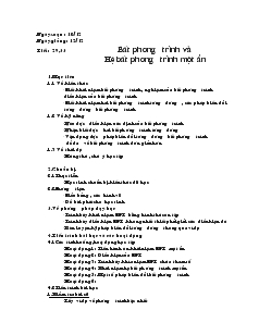Bài giảng Tiết : 29,33 Bất phương trình và Hệ bất phương trình một ẩn