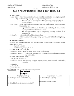 Bài giảng Tiết 36 - Bài 4: Hệ phương trình bậc nhất nhiều ẩn