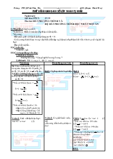 Bài giảng Tiết 49, 50: Bất phương trình và hệ bất phương trình bậc nhất một ẩn