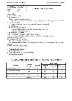 Bài giảng Tiết 9: Kiểm tra một tiết (tiếp)