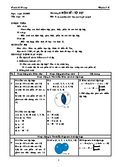 Bài giảng Tiết dạy: 05 - Bài 3: Các phép toán tập hợp