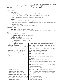 Bài giảng Tiết dạy: 11 - Bài 1: Hàm số