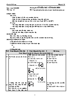 Bài giảng Tiết dạy: 42 - Bài 5: Bài tập dấu của tam thức bậc hai