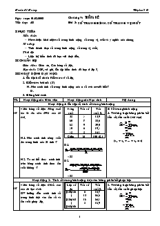 Bài giảng Tiết dạy: 48 - Bài 3: Số trung bình. Số trung vị. Mốt