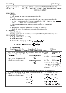 Bài giảng Tiết dạy: 49 - Bài 3: Bất phương trình và hệ bất phương trình bậc nhất một ẩn