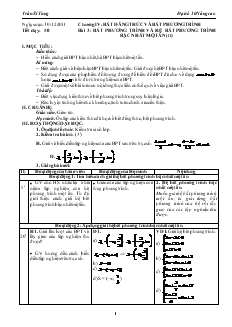 Bài giảng Tiết dạy: 50 - Bài 3: Bất phương trình và hệ bất phương trình bậc nhất một ẩn
