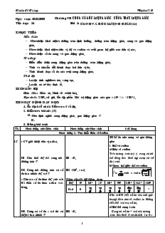 Bài giảng Tiết dạy: 54 - Bài 1: Cung và góc lượng giác