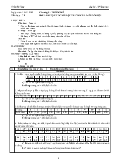 Bài giảng Tiết dạy: 73 - Bài 3: Bài tập các số đặc trưng của mẫu số liệu
