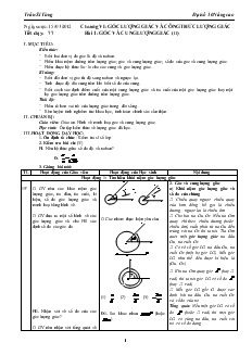 Bài giảng Tiết dạy: 77 - Bài 1: Góc và cung lượng giác