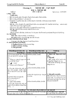 Bài giảng Tuần 1 - Tiết 1 - Bài 1: Mệnh đề (tiếp)