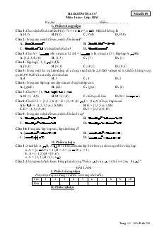 Bài kiểm tra 45 phút - Mã đề 209 môn Toán