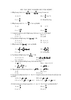 Bài tập trắc nghiệm bất phương trình và hệ bât phương trình